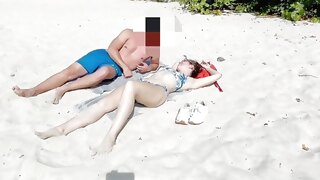 amateur Wife gets fucked by a stranger at the beach while hubby is recording, cuckold wife, cuckold husband, share my wife, slut beach blowjob
